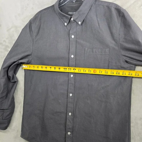 Mack Weldon Men's Oxford‎ Button-Down Dress Shirt Long Sleeve Gray Large - Picture 4 of 10